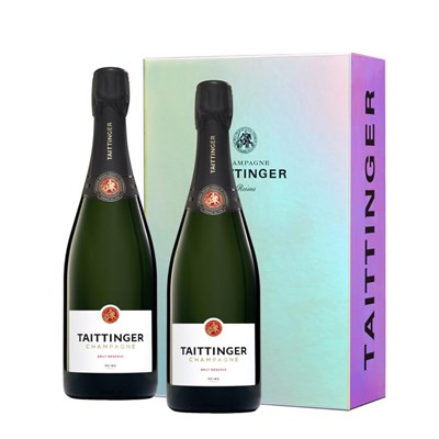 Taittinger Brut Champagne 75cl in Branded Monochrome Gift Box